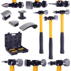   Set Reparare Caroserie Auto 7 Piese, Cu Ciocane Cu Mâner Din Fibra De Sticlă, Technic HD-100 (3x Ciocane, 4x Nicovale)