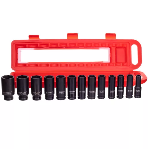 Set de 13 Chei Tubulare pentru Chei Pneumatice cu Impact, Compatibil cu Conexiune 1/2", Dimensiuni 10-32 mm, Rotake RT-013K