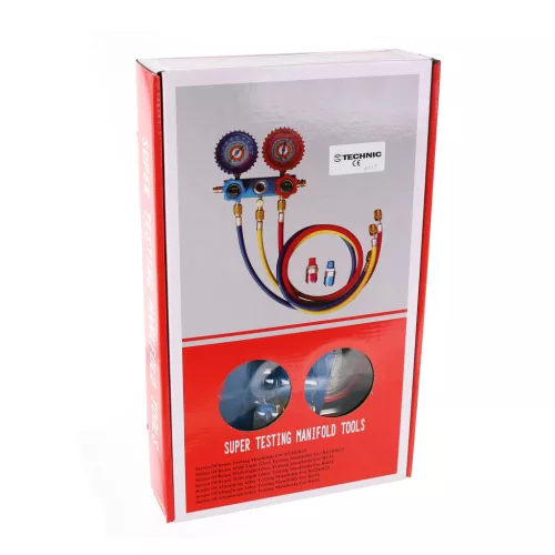 Set Distribuitor și Manometru pentru Aer Condiționat R134 R12 R22, TC Technic LT-A1039, pentru Sisteme Auto