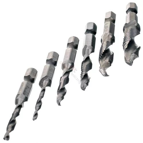 Set de Burghie și Filete din Oțel Rapid HSS, M3-M10, 6 Piese, Prindere Bit, pentru Metale