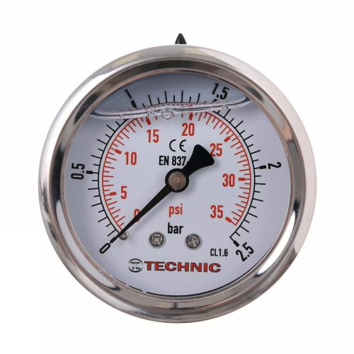 Manometru Glicerina TC Technic, 63 mm, Conexiune Posterioară 1/4", 0-2,5 Bar