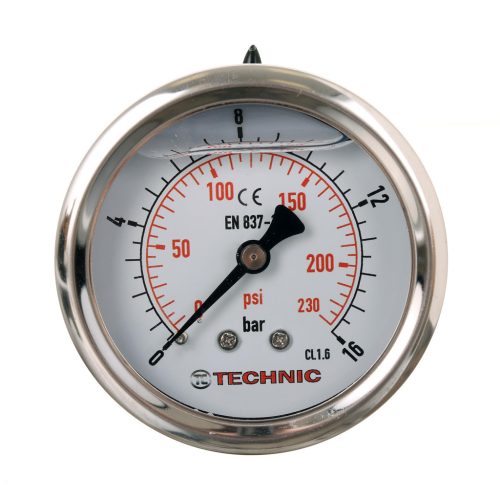 Manometru Profesional TC Technic cu Glicerină, 63 mm, Conexiune Posterioară 1/4", 0-16 Bar