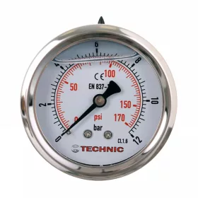   Manometru cu Glicerină TC Technic, 63 mm, Racord Posterior 1/4", 0-40 Bar