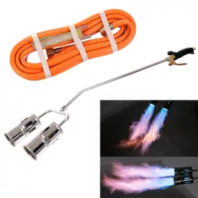   Dispozitiv de ardere TC Technic UP306 cu Dublu Cap de Ardere, Compatibil cu Butelie de Gaz de 11kg, 1m Lungime Mâner Metalic