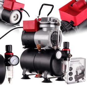   Compresor Airbrush Profesional cu Rezervor de 3 Litri Eficient (30-35 l/min.), Reductor și Filtru TC Technic 666B2