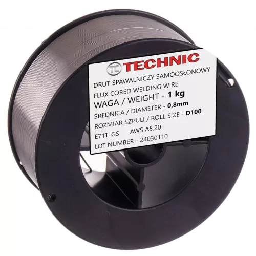 Flux E71T-GS Mig Mag D100 0,8 mm Sârmă de Sudură cu Auto-Protecție pentru Sudură fără Gaz, 1 kg
