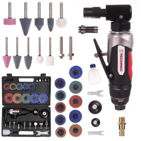   Pneumatică Polizor unghiular set cu discuri și pietre de șlefuit în cutie TC Technic AT-7034FMK cu prindere de 6 și 3 mm