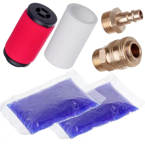 Stație de pregătire a aerului de precizie cu 3 filtre de vopsire – 5 µm, 0,3 µm, 0,01 µm, cu racord filetat 1/2", cuple rapide (bloc de pregătire a aerului)