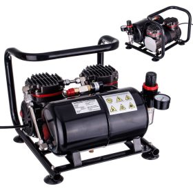   Compresor pentru Aerograf cu Două Pistoane, Presiune 6 Bari, Rezervor 3 Litri, Putere 250W - Cu Regulator și Filtru
