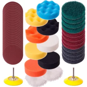   Set de Șlefuit și Lustruit cu Șmirghel și Discuri pentru Polizoare Pneumatice 6 mm (50 bucăți) Diametru 75 mm TC Technic DK-1002
