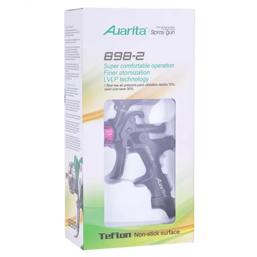 Pistol de Vopsit Volum Mic Presiune Mică 1,3mm AUARITA NEGRU 898-M2 MAGIC cu Teflon, Ideal pentru Lacuri și Bază Metalică