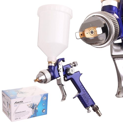 Pistol de Pulverizare Auarita H-827 HVLP Albastru 2,0 mm - Oțel Inoxidabil, 600 ml, Mediu Presiune