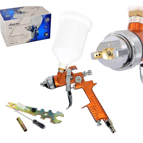 Pistol de Pulverizare Auarita H-827 Volum Mare Presiune Joasă Auriu 1,7 mm, Fără Aer, pentru Vopsele pe Bază de Apă și Acrilice, Capacitate 600 ml
