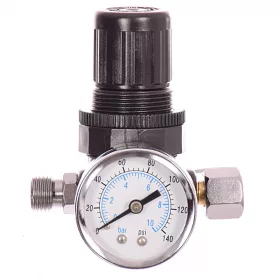   Reductor de Presiune cu Manometru pentru Pistoale de Pulverizare Auarita AR-802, Conectori 1/4"M x 1/4"M, Presiune Nominală 0-8 bar, Presiune Maximă 10,3 bar