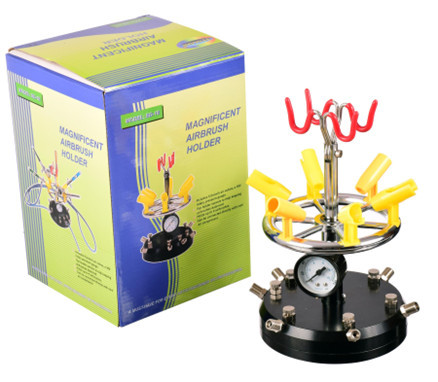 Suport Profesional Aerograf cu Reductor și Distribuitor "CAROUSEL" BD-18, 8 Locuri, Făcut din Metal și Plastic