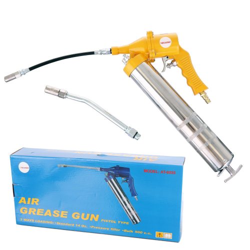 Pistol Pneumatic pentru Lubrifiere cu Cartușe Technic AT-6036, Extensie Metalică 90 mm și Flexibilă 260 mm, Capacitate Rezervor 500 ml