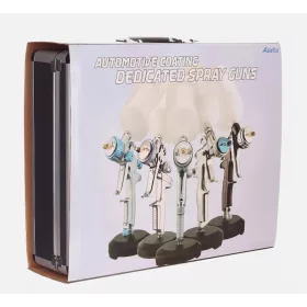   Set Profesional Pistol de Pulverizare cu Tehnologie Volum Mare, Presiune Mică (HVLP), 1,4 mm, 1,7 mm, 0,8 mm, în Valiză Metalică Auarita H-827