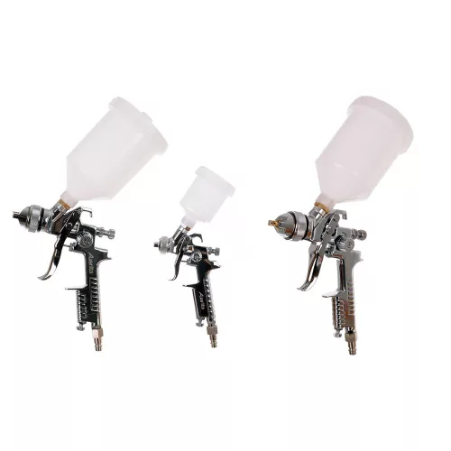 Set Profesional Pistol de Pulverizare cu Tehnologie Volum Mare, Presiune Mică (HVLP), 1,4 mm, 1,7 mm, 0,8 mm, în Valiză Metalică Auarita H-827