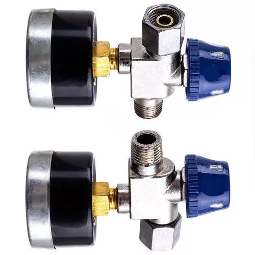 Reductor cu Manometru pentru Pistoale de Vopsit Auarita MR-2, Conexiuni Filet 1/4"M x 1/4"M, Presiune 0-10 bar