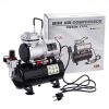 Compresor Airbrush AS-186 cu Rezervor de 3 Litri, Fără Ulei, pentru Pictură Detaliată