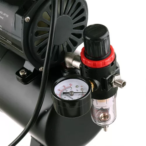 Compresor Airbrush AF186, 1/6 CP, 125 W, Fără Ulei, Ventilator Răcire, 3L