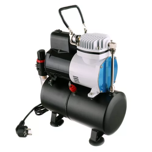 Compresor Airbrush AF186, 1/6 CP, 125 W, Fără Ulei, Ventilator Răcire, 3L