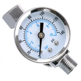   Regulator de Presiune cu Manometru pentru Pistoale de Pulverizare Auarita FR-3, Conectori Filet 1/4"M x 1/4"M, Presiune Nominală 0-10 bar