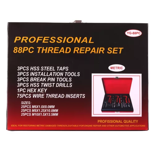 Set Profesional de Reparații Filete cu Tarozi și Burghie din Oțel Rapid HSS4341 în Valiză Metalică, M6-M10 (88 de piese) - TC Technic SK2019