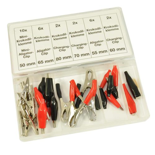 Set Cleme Tip Crocodil 50-60mm (28 bucăți) TC Technic SK2410 pentru Electricieni și Tehnicieni Electronici