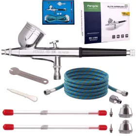   Set Aerograf Profesional Elite cu 3 Duze și Furtun Fengda BD-130K, 0.2 mm, 0.3 mm, 0.5 mm