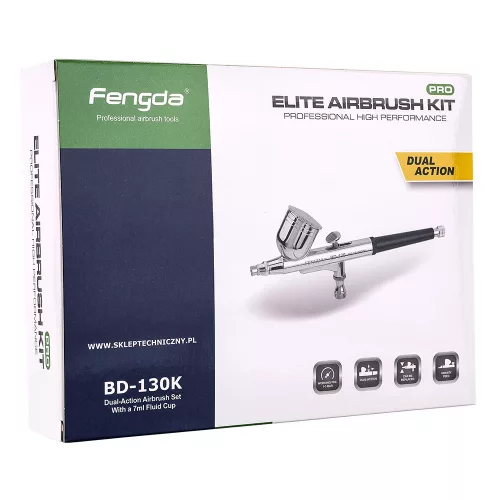 Set Aerograf Profesional Elite cu 3 Duze și Furtun Fengda BD-130K, 0.2 mm, 0.3 mm, 0.5 mm