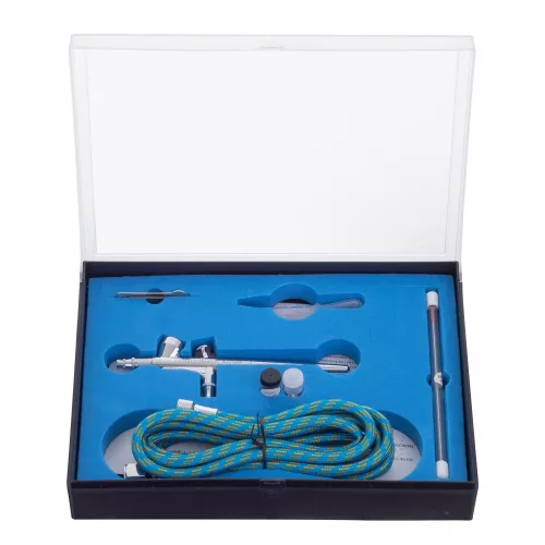 Set Aerograf Fengda BD-207K cu Duze de 0.2 mm, 0.3 mm și 0.5 mm, cu Furtun
