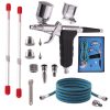 Set Aerograf Fengda BD-116K cu 2 Rezervoare Laterale și 3 Duze de 0.2, 0.3, 0.5 mm