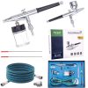 Set Aerograf Fengda BD-134K – Duze de 0,2mm, 0,3mm, 0,5mm, Pulverizator cu Două Funcții și Rezervor Lateral