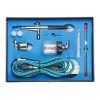 Set Aerograf Fengda BD-134K – Duze de 0,2mm, 0,3mm, 0,5mm, Pulverizator cu Două Funcții și Rezervor Lateral