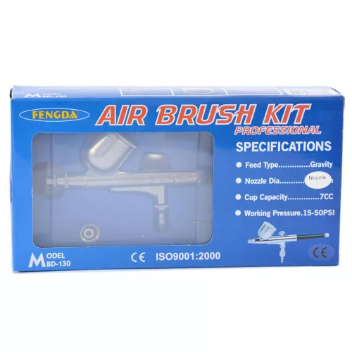 Airbrush Profesional Fengda BD-130 cu Furtun de 0,3 mm, Control Acțiune Dublă, Capacitate 7 cm<sup>3</sup>