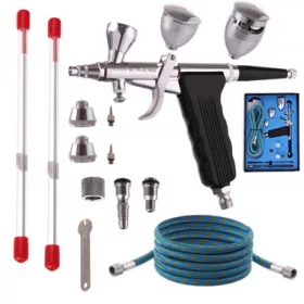   Set Aerograf Fengda BD-116C cu 3 Rezervoare și 3 Duze de 0.3, 0.5, 0.8 mm
