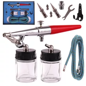   Set Aerograf Profesional Fengda BD-158S cu 3 Duze Mari și Două Rezervoare, 0.5, 0.8, 1.0 mm