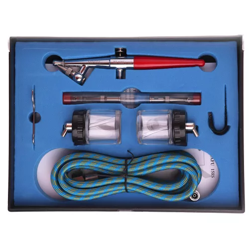 Set Aerograf Profesional Fengda BD-158S cu 3 Duze Mari și Două Rezervoare, 0.5, 0.8, 1.0 mm