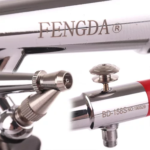 Set Aerograf Profesional Fengda BD-158S cu 3 Duze Mari și Două Rezervoare, 0.5, 0.8, 1.0 mm