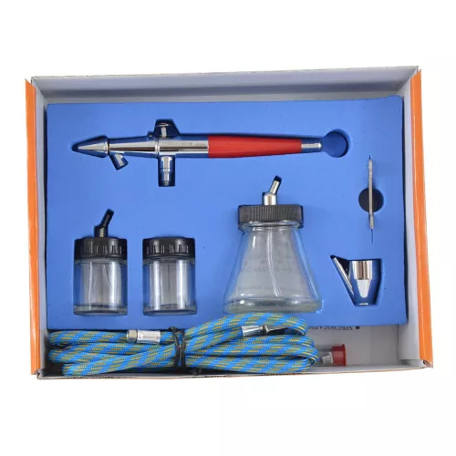 Set Aerograf Profesional Fengda BD-168 cu Duze 0,5 mm, 0,8 mm, 1,0 mm și Furtun 1,8 m