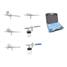   Set Profesional Aerograf cu 6 Pistoale de Vopsit Fengda BD-813, Furtun Compatibil 1/8", Duze de 0,2, 0,3, 0,35, 0,5 mm