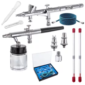   Set Aerograf Profesional Fengda BD-280K cu 4 Duze (0.2, 0.3, 0.35, 0.5 mm) și 2 Aerografe BD-280K