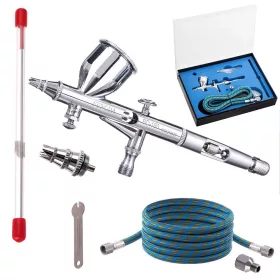   Set Aerograf Universal Fengda BD-180k cu Duze 0.2, 0.3 mm, Rezervor 7 cm3 și Reductor