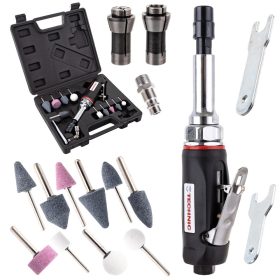   Set Profesional de Șlefuitor Pneumatic cu Capete în Valiză de Plastic Technic AT-7032LBK, 230 mm, Mâner din Cauciuc