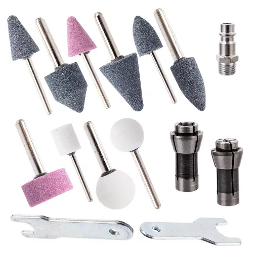 Set Profesional de Șlefuitor Pneumatic cu Capete în Valiză de Plastic Technic AT-7032LBK, 230 mm, Mâner din Cauciuc