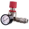 Regulator de Presiune cu Manometru, Supapă de Reglare și Cuplaj Rapid 1/4" TC Technic YQ-22, Presiune Reglabilă 0-8 bar, Manometru Dublu Calibrat (PSI și BAR)