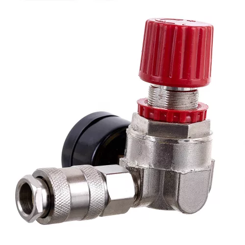 Regulator de Presiune cu Manometru, Supapă de Reglare și Cuplaj Rapid 1/4" TC Technic YQ-22, Presiune Reglabilă 0-8 bar, Manometru Dublu Calibrat (PSI și BAR)