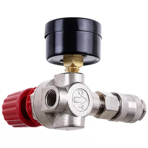 Regulator de Presiune cu Manometru, Supapă de Reglare și Cuplaj Rapid 1/4" TC Technic YQ-22, Presiune Reglabilă 0-8 bar, Manometru Dublu Calibrat (PSI și BAR)