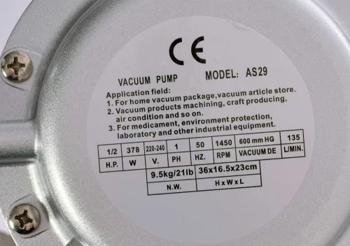 Pompa de Vid cu Membrană 650 Hgmm 128-135 l/min cu Filtru de Intrare și Separator de Apă, Manometru Technic AS29